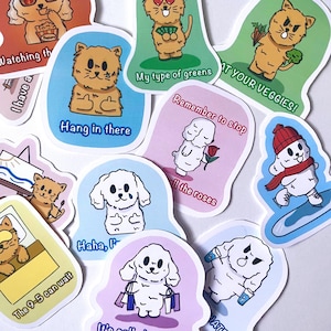 Pegatinas divertidas de gatos y perros; pegatinas de memes sarcásticos, calcomanías de animales adorables, paquete de pegatinas de vinilo para laptop, botella de agua y más.