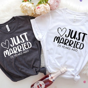 Matching Married Couple Shirt, Custom 25th Wedding Anniversary Shirt, Husband and Wife T-shirt, His and Hers Tee, 25 Years Together Shirt