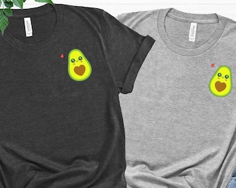 Avocado Pocket Shirt, Cute Girlfriend Team Tee, Valentines Day Shirt, Boyfriend Birthday Gift, Minimalist Avocado Tee, Funny Group Shirt