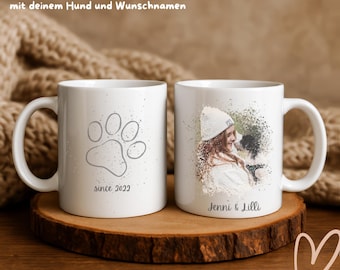 drunkLY Personalized Dog Mug with Photo & Name – Ceramic 330ml – Watercolor/Splatter Effect – Gift for Dog Owners