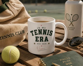 drunkLY - Personalized Tennis Mug with Name – In My Tennis Era Varsity Design – Ceramic Mug 330ml – Gift for Female Tennis Player