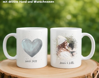 drunkLY Personalized Dog Mug with Photo & Name – Ceramic 330ml – Watercolor/Splatter Effect – Gift for Dog Owners
