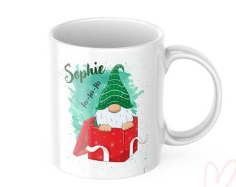 Gnome Gift – Personalized Christmas Mug with Name – Elf Mug – Christmas & St. Nicholas Gift – Ceramic Mug – Gnome Design