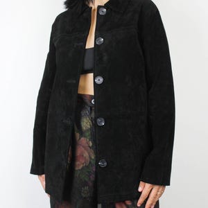 Western Black Leather Fringe Jacket | Size S–M | Vintage Genuine Cowhide Suede | Rodeo Cowboy Boho Style