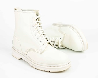 Dr. Martens 1460 White Leather Boots | Size 41, Monochromatic Lace-Up