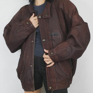 Burgundy Leather Bomber Rockhill | M–L Men | 100% Genuine Leather Casual Statement Outerwear