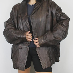 Vintage Walnut Leather Jacket | M–L Men | 100% Genuine Leather | Classic Outerwear