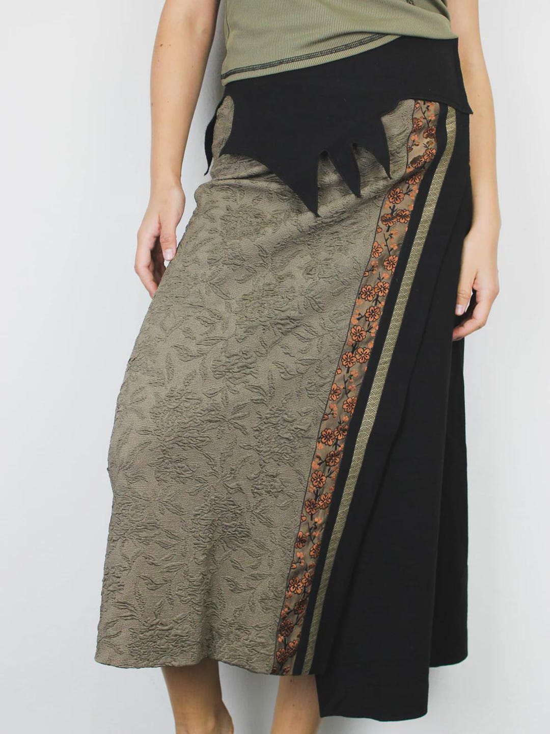 Patchwork Print Asymmetric Silk Skirt main image 0