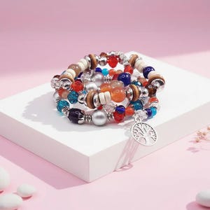 Tree Charm Ceramic Beaded Bracelet Set