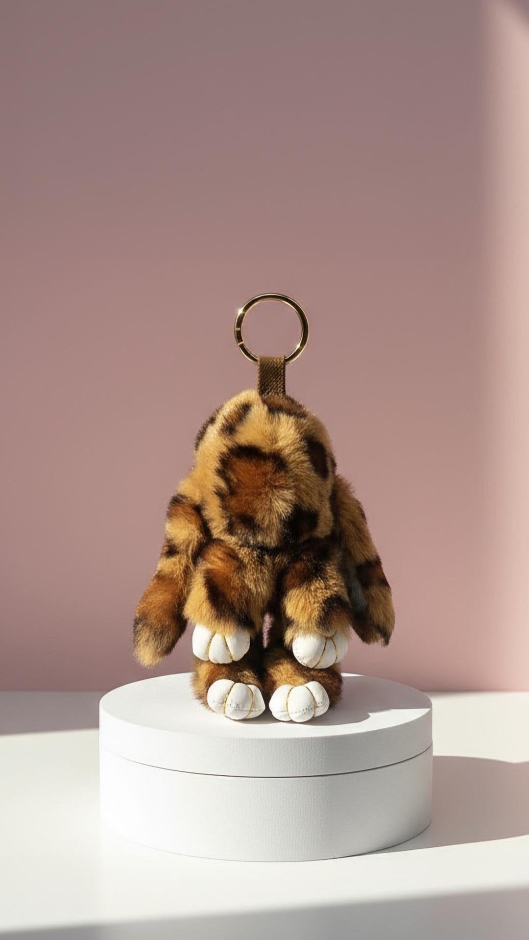 Plush Fluffy Leopard Print Bunny Rabbit Key Ring & Bag Charm - Etsy UK