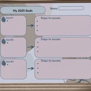 2025 SMART Goal Tracker, afdrukbare productiviteitsdoelplanner, 3-stappentracker, bloemen, 2025 gewichtsverliesplanner,