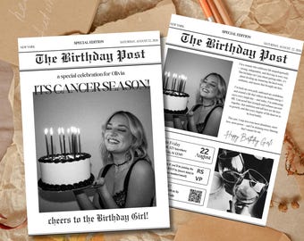 Editable Birthday Newspaper Template, Custom Birthday Program, Newspaper Party Design Canva Itinerary Template, Printable Birthday Newspaper