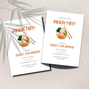 Hibachi Dinner Party Invite Template Invitation, Japanese Themed Birthday Invitation, Editable Hibachi Party Invite, Printable Birthday
