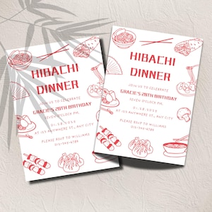 Hibachi Einladung Vorlage Bearbeitbar Hibachi Abendessen lädt Geburtstag Anlass Dinner Party Japanisches Essen Ruhestand Junggesellenfeier