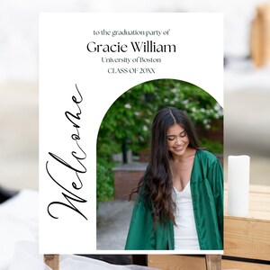 Graduation Welcome Sign, Grad Party Decor, Graduation Yard Sign, Graduation Banner, Grad Party Decorations, Modern Minimalist Grad Sign
