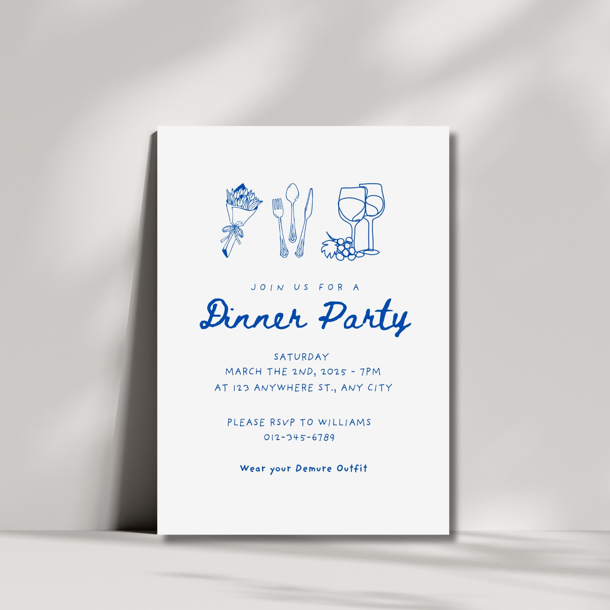 Simple Dinner Invite Editable Dinner Invitation, Custom Birthday Dinner Digital Invite ...