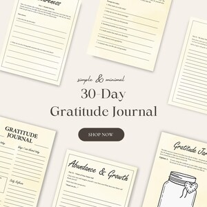30-Day Gratitude Journal | Guided Daily Workbook | Mindfulness Prompts, Self-Love, Reflection & Printable PDF