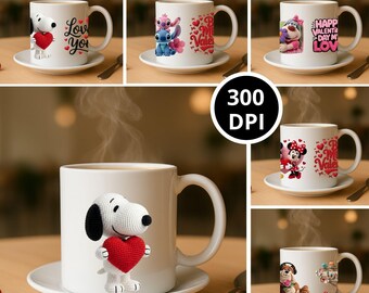 Valentine Mug PNG Designs | Crochet Characters (Instant Download)