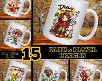 Faith That Guides |15 Spanish Christian Mug Designs | Inspirational Religious Graphics | Prayer & Blessings | Sublimation | Instant Download