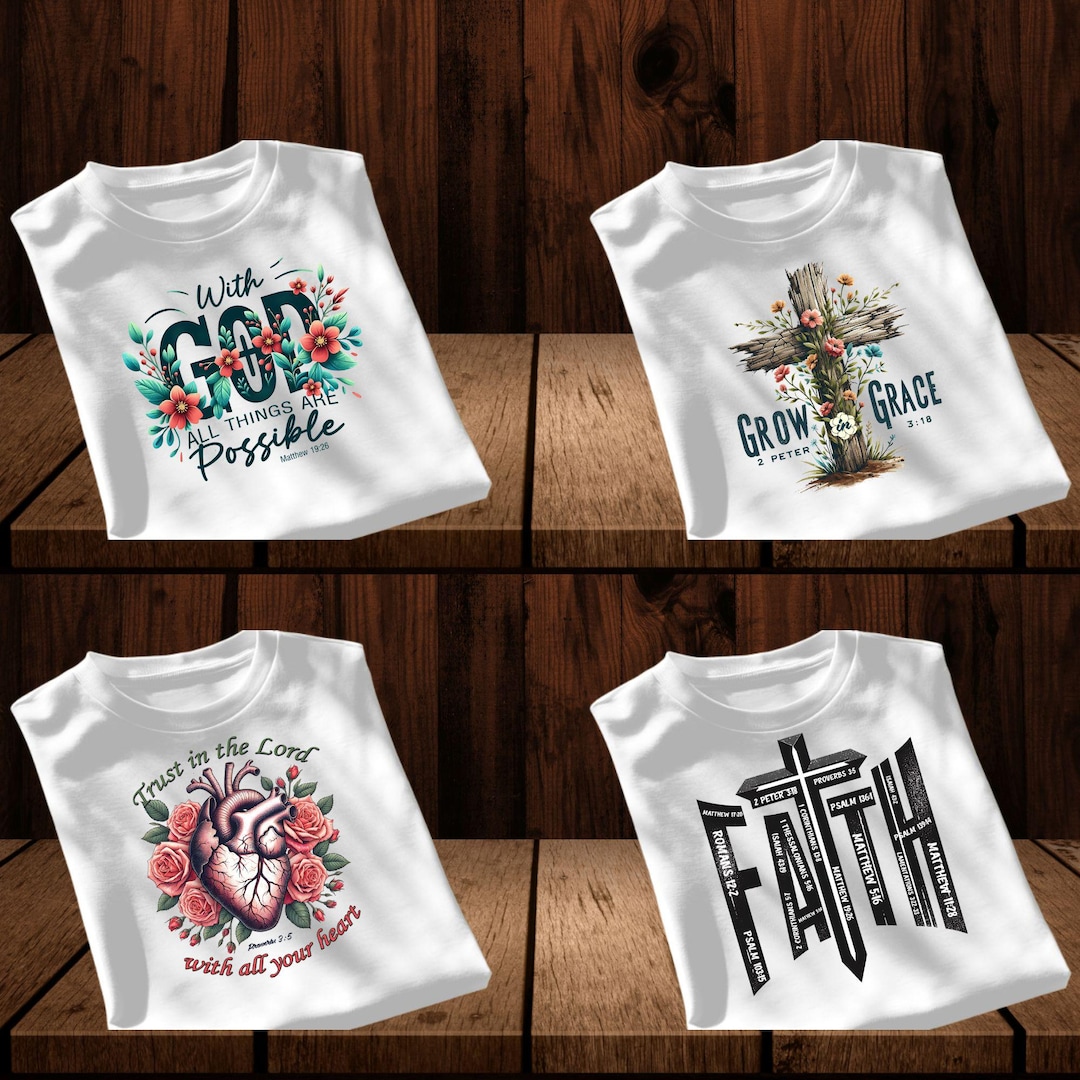 40 Christian PNG Bundle | Religious T-shirt Designs + Mockups (digital ...