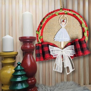 Handcrafted Princess  Hanging Ornament | Boho Rustic Rattan Hoop| Eco-Friendly Christmas Decor