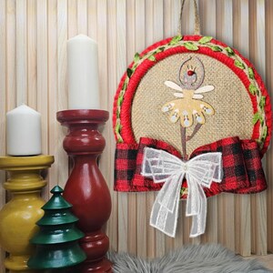 Handcrafted Princess  Hanging Ornament | Boho Rustic Rattan Hoop| Eco-Friendly Christmas Decor