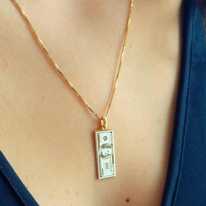 100 Dollar Bill Pendant, Benjamin Note Pendant, Hundred Dollar Charm Pendant, Designer Necklace, Daily Charm Pendant