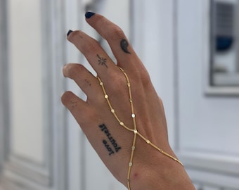 Delicate Hand Chain, Finger Bracelet, Dainty Hand Chain, Slave Chain Ring Bracelet, Boho Bracelet, Scaly Hand Chain