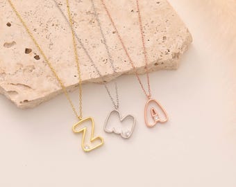 Dainty Initial Necklace with CZ Stone, Personalized Letter Necklace, Minimalist Alphabet Pendant, 925 Sterling Silver Necklace, Gift for