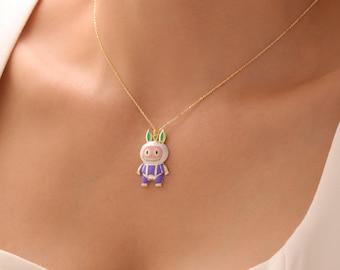 Labubu Pendant, Cute Animal Necklace, Inspired Charm, Handmade Necklace, Trending Labubu Doll Pendant
