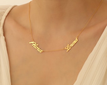 925K Silver Multiple Minimalist Name Necklace, Double Letter Necklace, Silver Family Pendant, Couple Letter Necklace, Custom Family Pendant