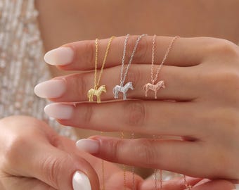 Dainty Zebra Necklace, Minimalist Zebra Pendant, Tiny Zebra Necklace, Animal Lover Gift, Running Zebra Jewelry