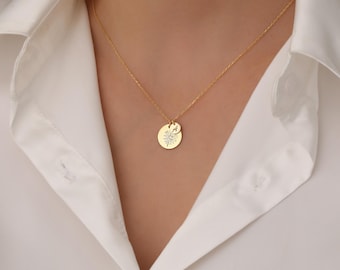 Birth Necklace, Flower Month Necklace, Initial Necklace, Birthday Present, Personalized Bouquet Necklace