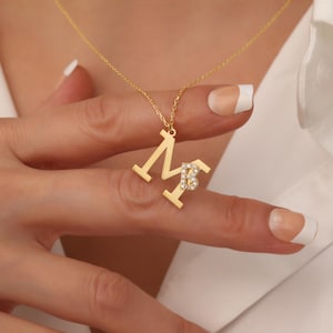 Collar de letras, collar personalizado, collar de dos, collar de pareja, collar con inicial, collar de Navidad, collar de plata de 925 quilates