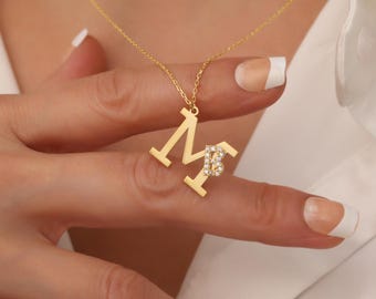 Letter Necklace, Custom Necklace, Two Necklace, Couple Necklace, İnitial Necklace, Christmas Necklace, 925K Siver Necklace