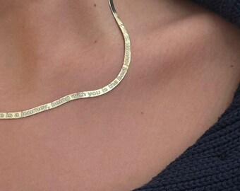 Dainty Herringbone Necklace, Gold Snake Layered Choker Necklace, Italian Necklace,  Custom Name Necklace, Personalized Necklace