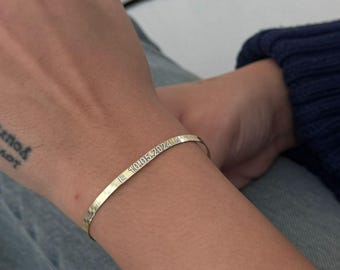 14K Gold Personalized Herringbone Bracelet, Snake Chain, Custom Italian Chain Jewelry, Valentines Gift, Delicate Bracelet, Layering Bracelet