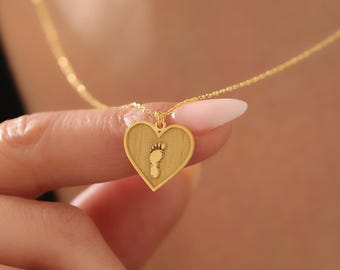 Petite Charm Baby Footprint Necklace, Actual Necklaces, Baby Keepsake Necklace, Handprint Necklace, Personalized Mother Coin Necklace