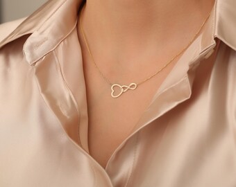 Personalized Infinity Heart Necklace, Meaningful Necklace, Love Necklace, Minimaist Neckalce, Eternity Pendant