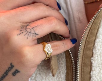 Heart Birthstone Signet Ring, Chunky Gemstone Promise Ring, Heart Shaped Ring, Custom Stacking Ring, Custom Heart Ring