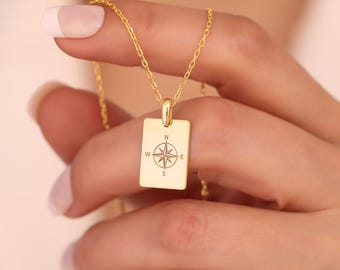 925 Silver Compass Necklace, College Graduation Necklace, Journey Necklace, Travel Necklace, Nautical Necklace, Coordinate Necklace