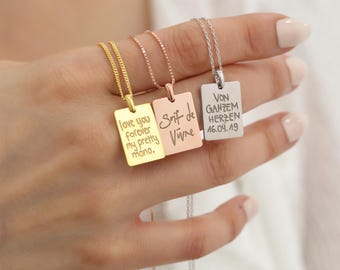 Personal Message Necklace, Quotes Necklace, Custom Silver Necklace, Everyday Necklace, Text Necklace, Song Lyrics Necklace