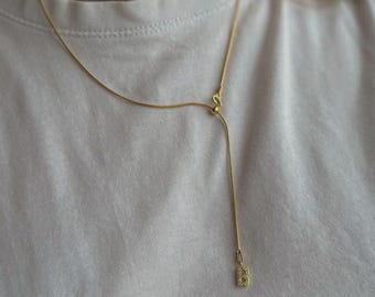 Long Y Necklace Personalized Necklace, Stoned Letter Pendant, Adjustable Sliding Snake Chain, Shaped Necklace, Drop Necklace
