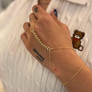 Hand Slave Bracelet, Handmade Finger Bracelet, Dainty Ring Chain, Adjustable Hand Chain, Stone Hand Chain