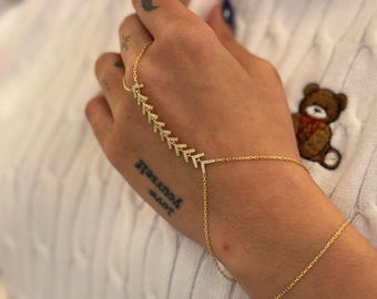 Hand Slave Bracelet, Handmade Finger Bracelet, Dainty Ring Chain, Adjustable Hand Chain, Stone Hand Chain