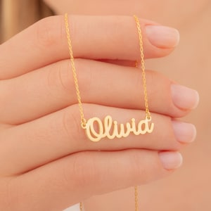 Nameplate Necklace, Personalized Name Pendant Necklace, Gold Filled Name Necklace, Handmade Necklace, Custom Necklace