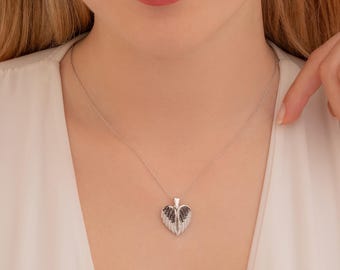 Angel Wings Necklace, Custom Love Wings Necklace, Wings Name Necklace, Openable Necklace, Hidden Necklace, Personalized Gift