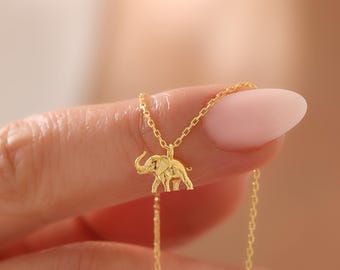 Gold Elephant Necklace, Elephant Jewellery, Minimalist Elephant Necklace, Dainty Lucky Necklace, Elephant Charm, Tiny Cute Necklace