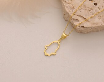 Hamsa Hand Necklace, Evil Eye Necklace, Good Luck Charm, Protection Necklace, Gold Filled Necklace, Tiny Necklace,Birthday Gift for Her