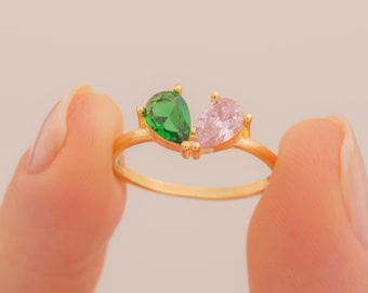 Custom Birthstone Ring, Pear Cut Ring,  Stackable Ring, Custom Gemstone Ring, Custom Stacking Ring